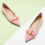 Pointed Toe Metal Tie Flats (Aida)