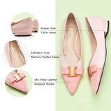 Sophisticated pink leather flats with tasteful adornments