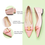 Soft Rose Charm: Pink Leather Flats with embellishments, a sweet and versatile addition to your shoe collection.
