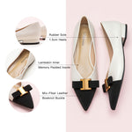 Embellished White Leather Flats, featuring stylish details for a polished and sophisticated style