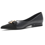 Pointed Toe Metal Tie Flats (Aida)
