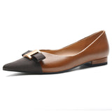 Pointed Toe Metal Tie Flats (Aida)