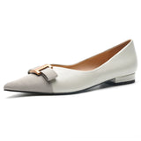 Pointed Toe Metal Tie Flats (Aida)