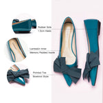 Chic Blue Bow-Embellished Flats: Modern Charm