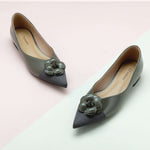 Chic Grey Women's Flats: Camellia Detail.