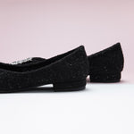 Black Glitter-infused Tweed Flats, a perfect blend of comfort and allure