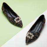 Vibrant Hues Delight: Multi Color Embellished Tweed Flats, a playful and lively addition to your wardrobe