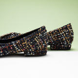 Colorful Comfort: Multi Color Tweed Flats for women, combining style and comfort in a spectrum of hues.
