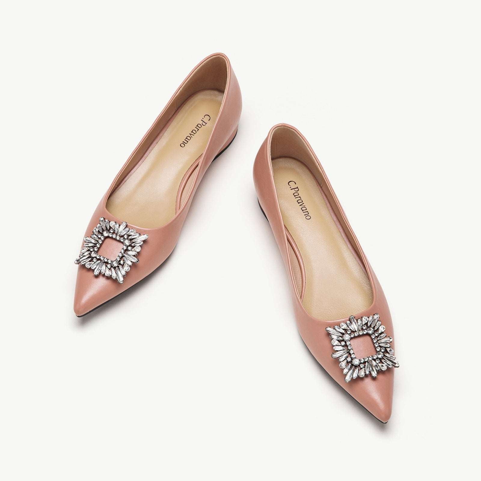 Crystal Buckle Embellished Flats