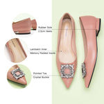 Pink Crystal Buckle Embellished Flats: Delicate and Stylish