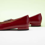 Red Embellished Flats: Striking Elegance