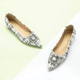 Crystal Buckle Tweed Flats (Aida)
