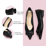 Grain Leather Point Toe Flats in Black, a minimalist and stylish addition to your footwear collection
