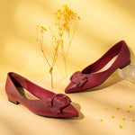 Grain Leather Point Toe Flats in Red, combining timeless elegance with a modern twist