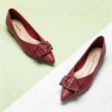 Classic red flats crafted from high-quality grain leather