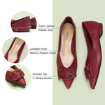Chic and sophisticated red point-toe flats in genuine leather