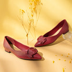 Make a statement with vibrant red grain leather point-toe flats