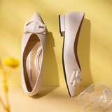 "Clean and Crisp: White Grain Leather Point Toe Flats, a fresh and versatile choice for a modern and chic look