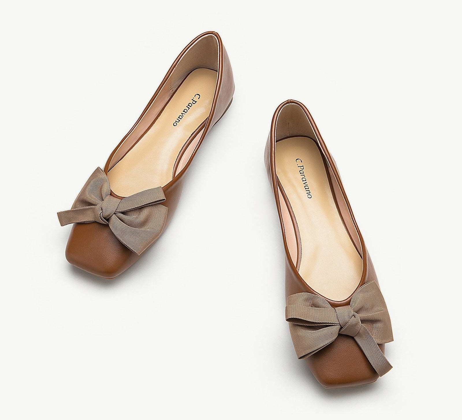 Bowknot Square Flats Soft Leather