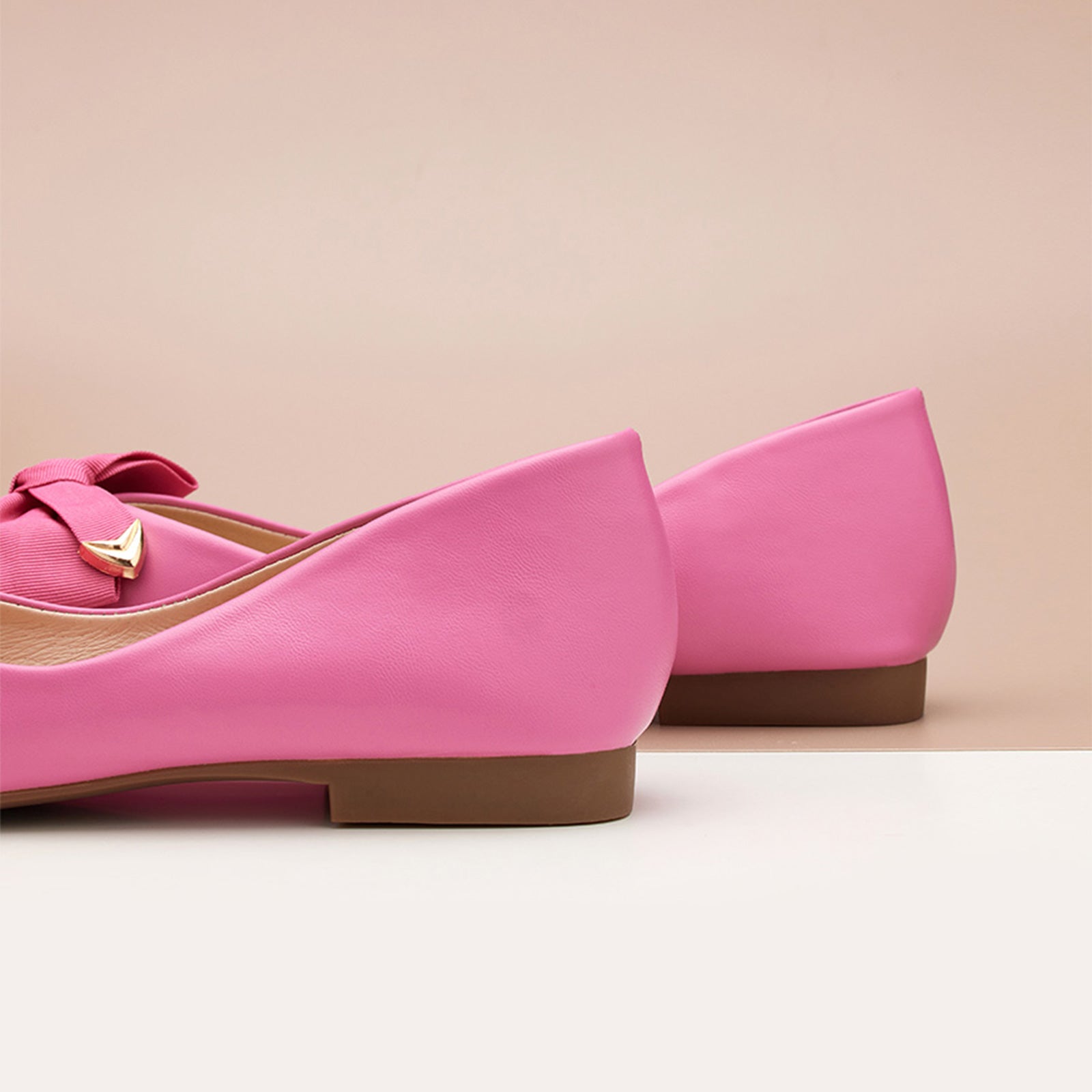 Stylish Hot Pink Square Flats with Bow Embellishment