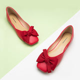 Bowknot Square Red women's shoes