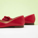 Red Hot Bowknot Square Flats in Soft Leather: Add a touch of spice to your outfit with these red-hot square-toe flats, boasting a sassy bowknot and crafted from soft, supple leather.