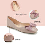 Embrace a rosy outlook with these square-toe flats in a lovely pink shade, complete with a delightful bowknot accent and crafted from soft leather for a fresh and fashionable appearance.