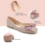 Embrace a rosy outlook with these square-toe flats in a lovely pink shade, complete with a delightful bowknot accent and crafted from soft leather for a fresh and fashionable appearance.