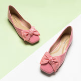 Picture of pretty pink square flats with a bowknot accent for a trendy look