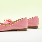 Elegant pink bowknot square flats - the perfect blend of style and comfort