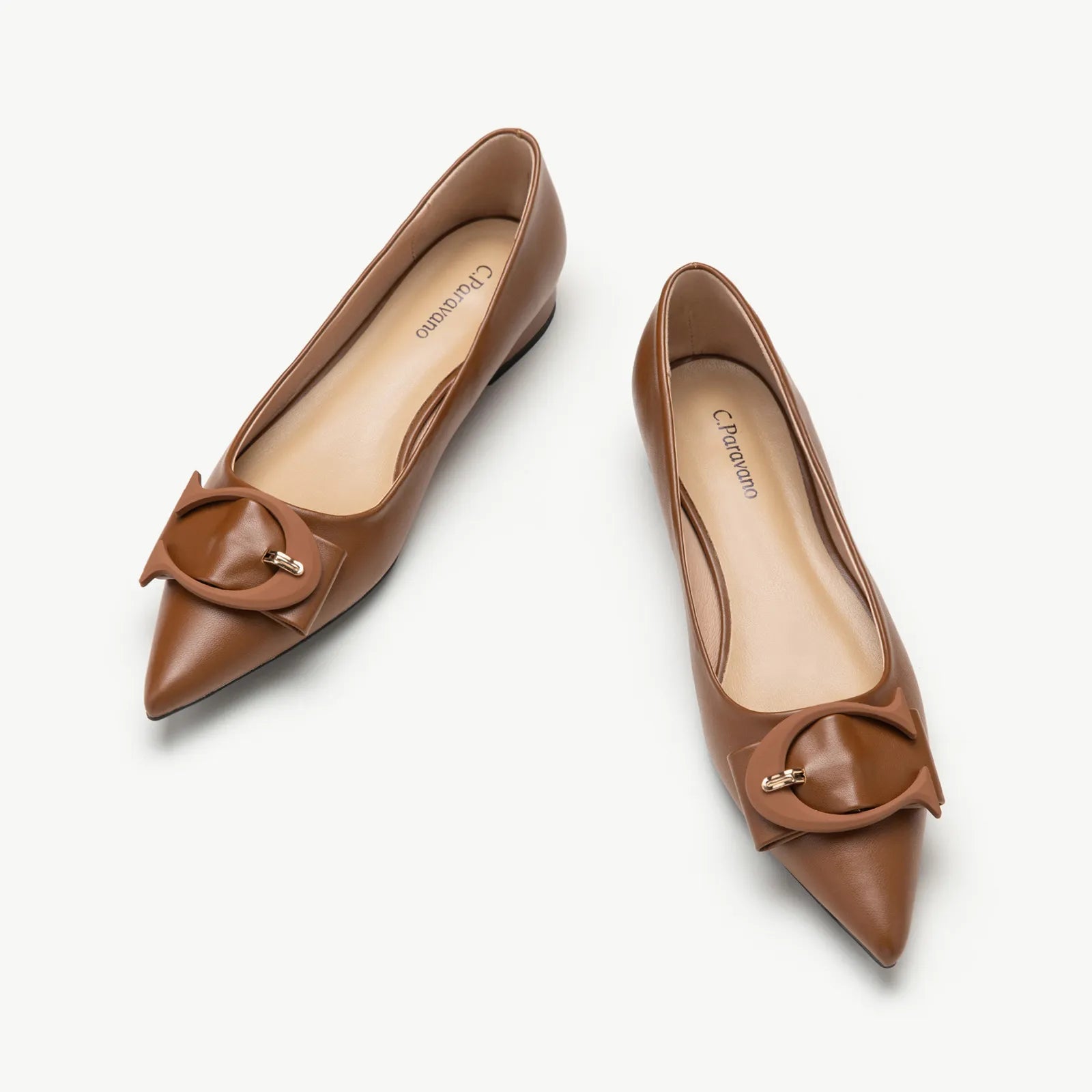 C Buckle Pointed Toe Flats (Aida)