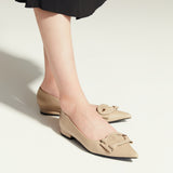 Stylish Camel C Buckled Pointed Toe Flats