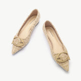 C Buckle Pointed Toe Flats (Aida) (SALE)