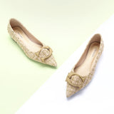 C Buckle Pointed Toe Flats (Aida) (SALE)