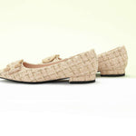 C Buckled Pointed Toe Tweed Flats