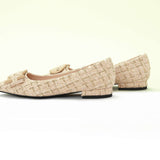 C Buckled Pointed Toe Tweed Flats