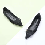 C Buckled Pointed Toe Tweed Flats