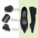 C Buckled Pointed Toe Tweed Flats