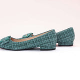 C Buckled Pointed Toe Tweed Flats