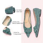 C Buckled Pointed Toe Tweed Flats