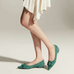 C Buckled Pointed Toe Tweed Flats