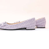 C Buckled Pointed Toe Tweed Flats