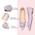 C Buckled Pointed Toe Tweed Flats