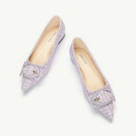 C Buckled Pointed Toe Tweed Flats