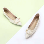 C Buckled Pointed Toe Tweed Flats