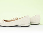 C Buckled Pointed Toe Tweed Flats