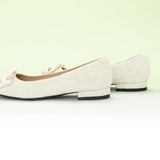 C Buckled Pointed Toe Tweed Flats