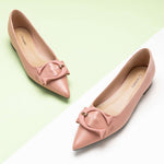 Elegant Pink C Buckled Pointed Toe Flats.