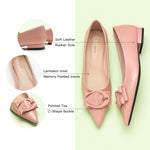 Chic Pink C Buckled Pointed Toe Flats: Playful Elegance.