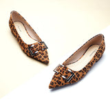 Metal Buckle Pointed Toe Flats (Aida)
